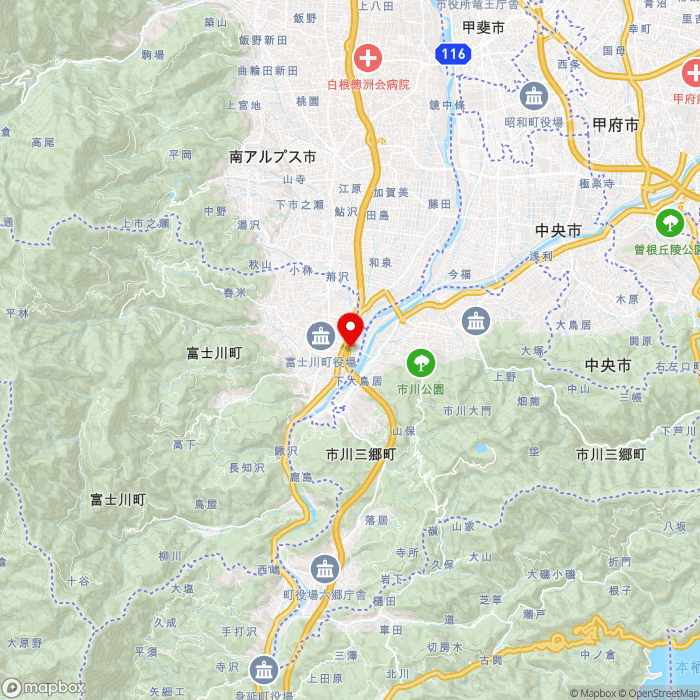 道の駅富士川の地図（zoom11）山梨県南巨摩郡富士川町青柳町1655番地3