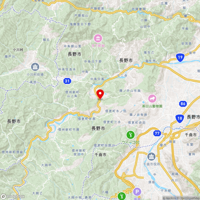 道の駅信州新町の地図（zoom11）長野県長野市信州新町水内4619