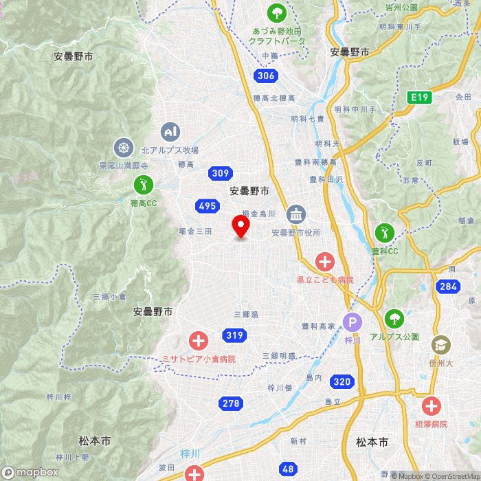 道の駅アルプス安曇野　ほりがねの里の地図（zoom11）長野県安曇野市堀金烏川2696