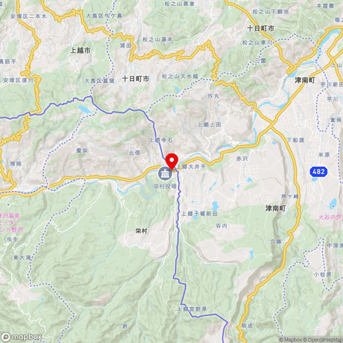 道の駅信越さかえの地図（zoom11）長野県下水内郡栄村北信3746-1