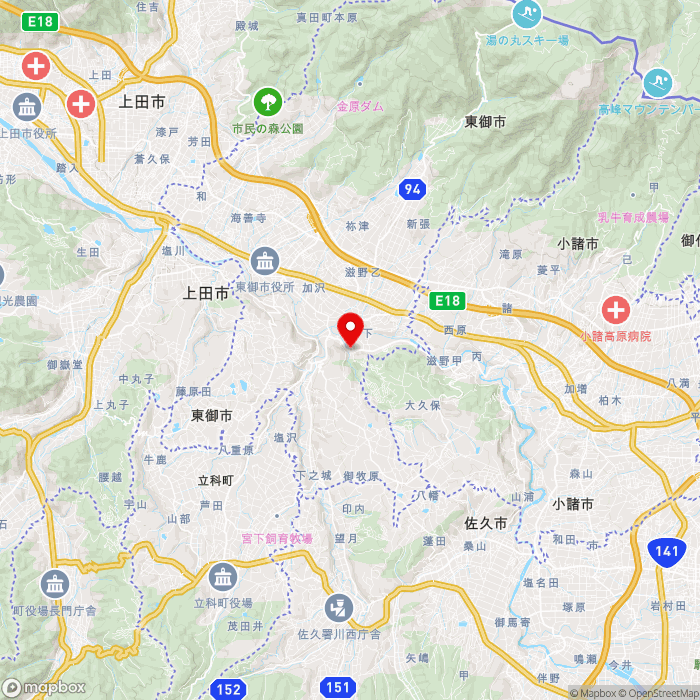 道の駅みまきの地図（zoom11）長野県東御市布下35-4