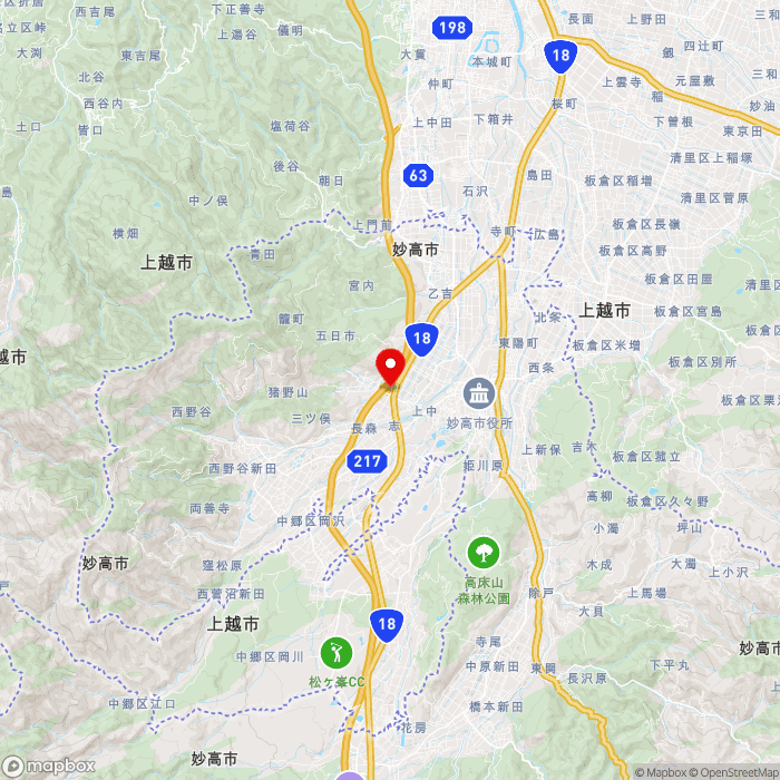 道の駅あらいの地図（zoom11）新潟県妙高市猪野山58-1