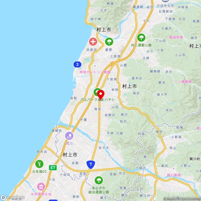 道の駅神林の地図（zoom11）新潟県村上市岩船駅前56