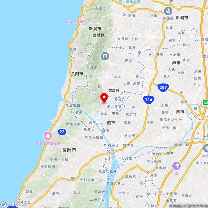 道の駅国上の地図（zoom11）新潟県燕市国上5866-1