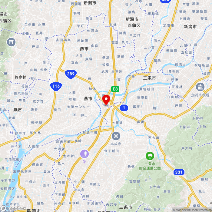 道の駅燕三条地場産センターの地図（zoom11）新潟県三条市須頃1-17