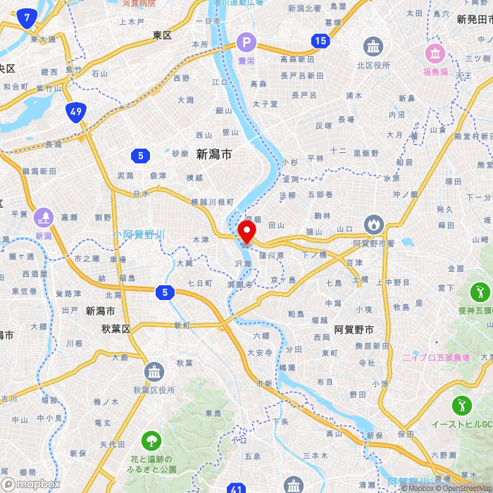 道の駅あがのの地図（zoom11）新潟県阿賀野市窪川原553番2