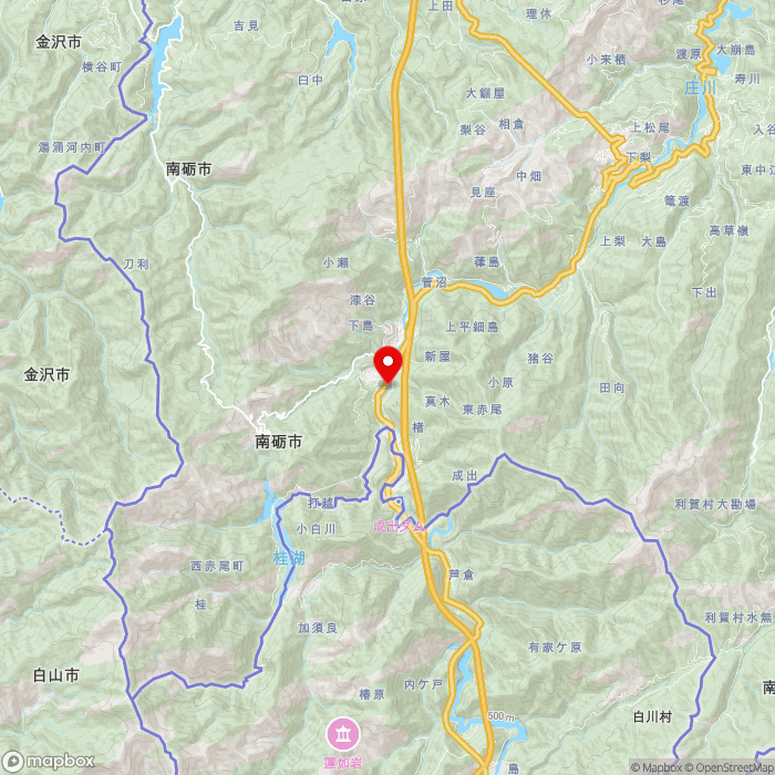 道の駅上平の地図（zoom11）富山県南砺市西赤尾町72-1
