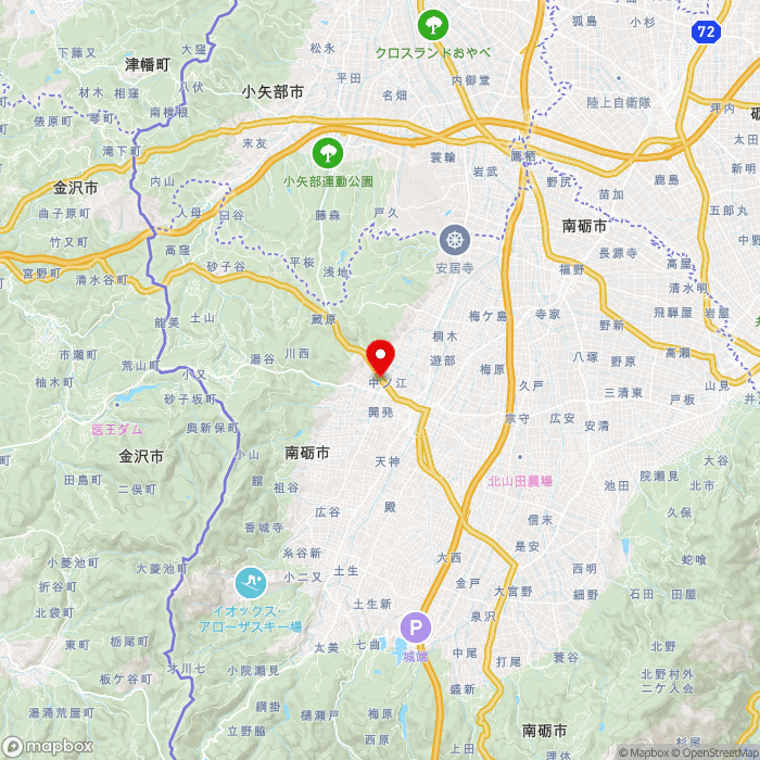 道の駅福光の地図（zoom11）富山県南砺市中ノ江16