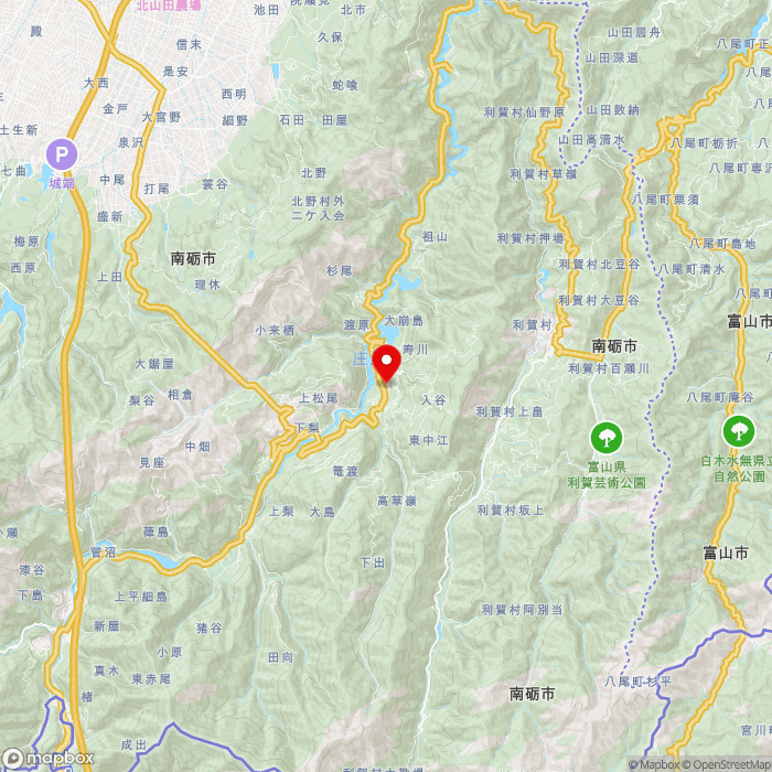 道の駅たいらの地図（zoom11）富山県南砺市東中江215
