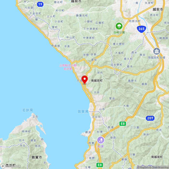 道の駅河野の地図（zoom11）福井県南条郡南越前町大谷