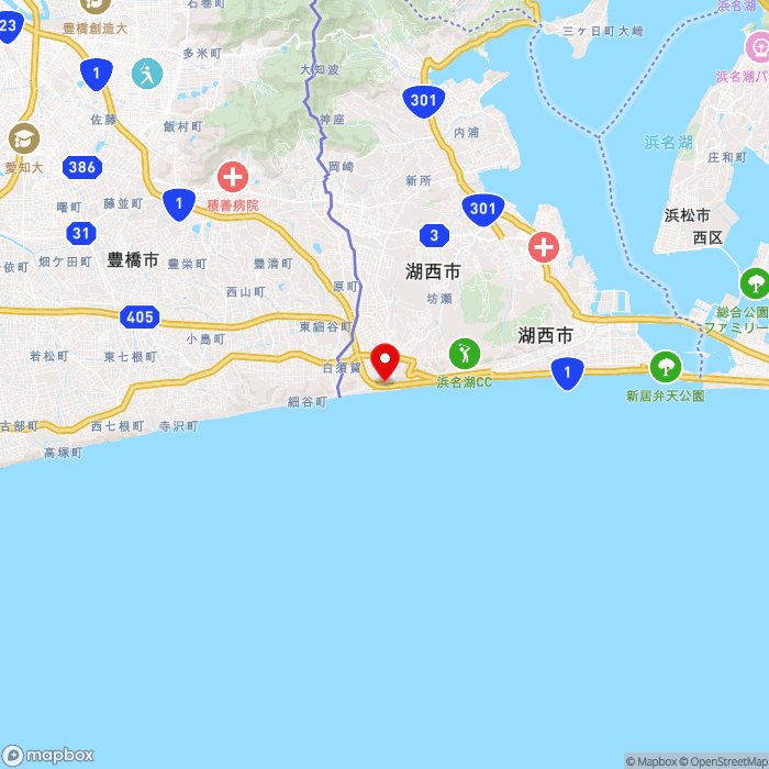 道の駅潮見坂の地図（zoom11）静岡県湖西市白須賀1896-2