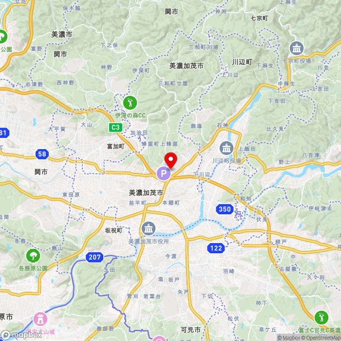 道の駅みのかもの地図（zoom11）岐阜県美濃加茂市山之上町2292-1