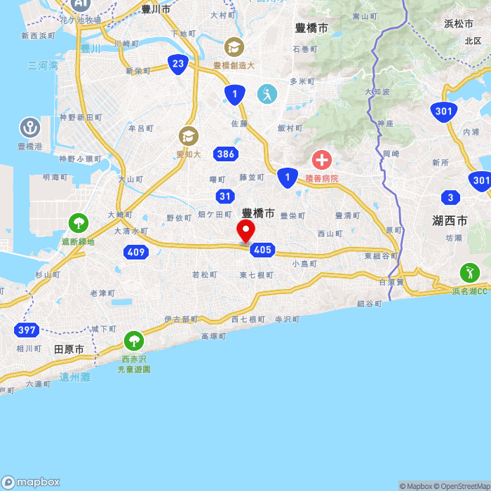 道の駅とよはしの地図（zoom11）愛知県豊橋市東七根町字一の沢113番地2