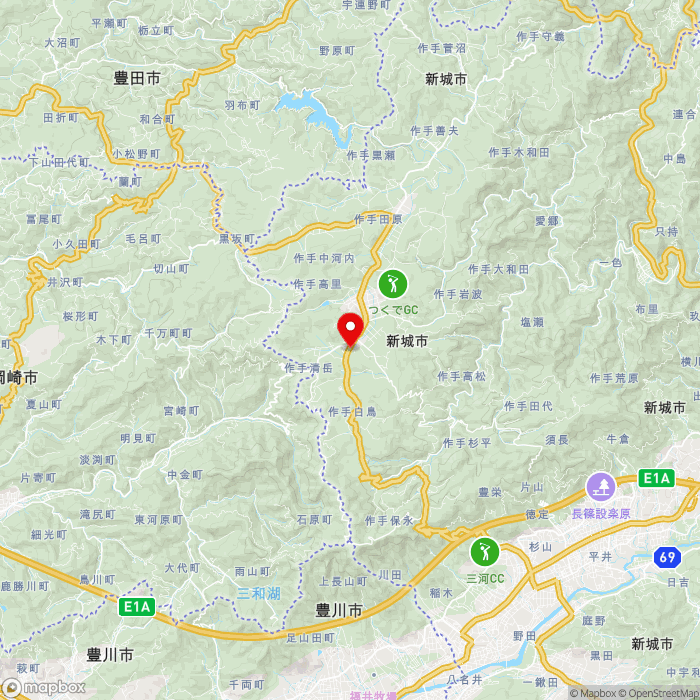 道の駅つくで手作り村の地図（zoom11）愛知県新城市作手清岳字ナガラミ10-2