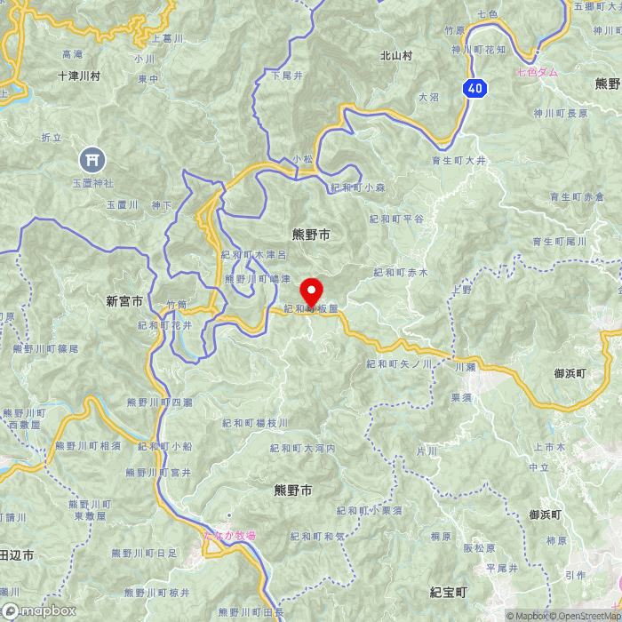 道の駅熊野・板屋九郎兵衛の里の地図（zoom11）三重県熊野市紀和町板屋82