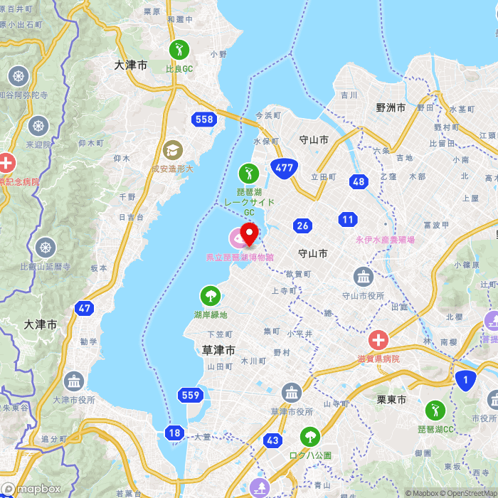 道の駅草津の地図（zoom11）滋賀県草津市下物町1436