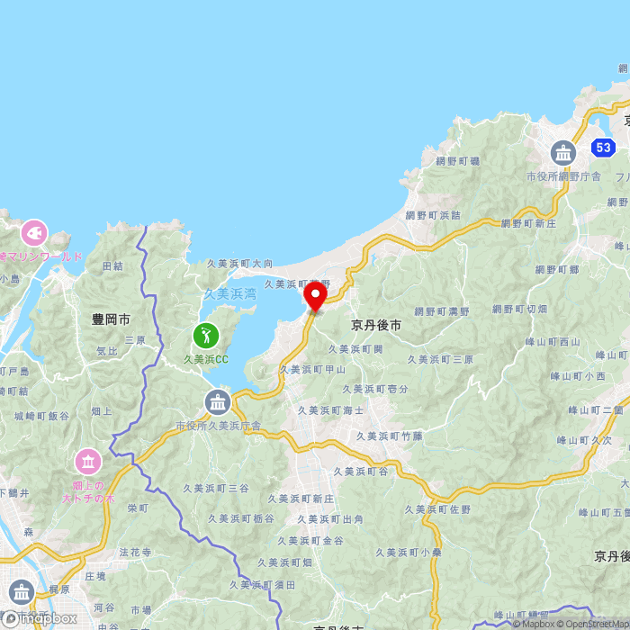 道の駅くみはまSANKAIKANの地図（zoom11）京都府京丹後市久美浜町浦明1709