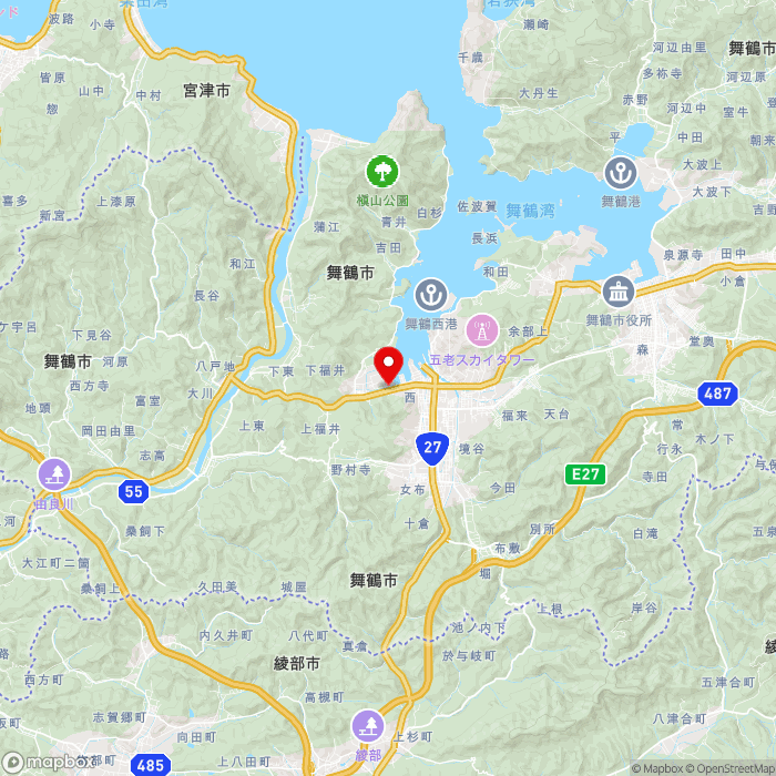 道の駅舞鶴港とれとれセンターの地図（zoom11）京都府舞鶴市下福井905