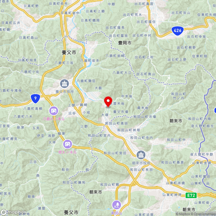 道の駅やぶの地図（zoom11）兵庫県養父市養父市場1294-77
