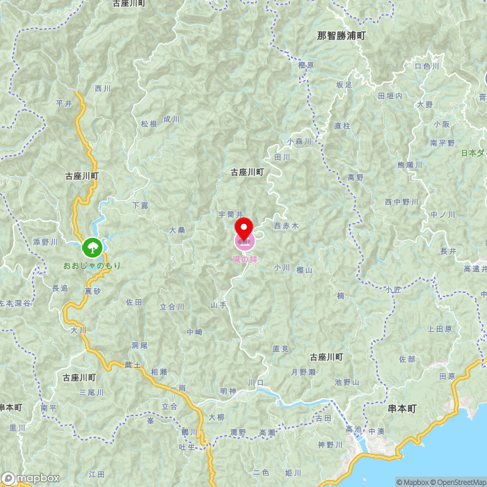 道の駅瀧之拝太郎の地図（zoom11）和歌山県東牟婁郡古座川町小川774番地1