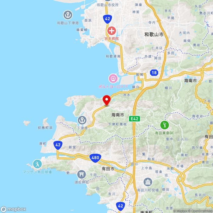 道の駅海南サクアスの地図（zoom11）和歌山県海南市下津町小南51番地1