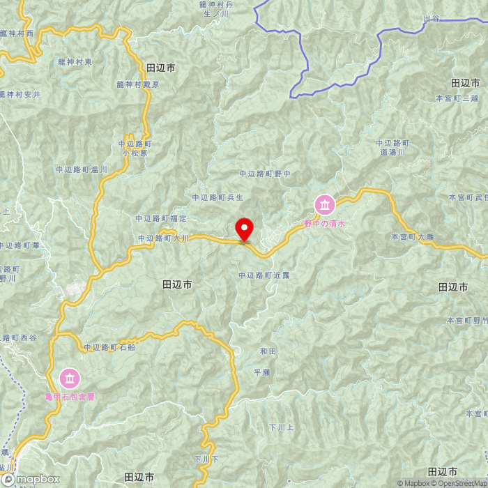 道の駅熊野古道中辺路の地図（zoom11）和歌山県田辺市中辺路町近露2474-1