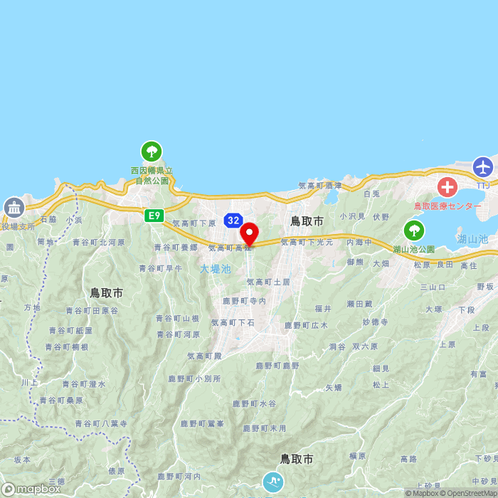 道の駅西いなば 気楽里の地図（zoom11）鳥取県鳥取市鹿野町岡木280-3