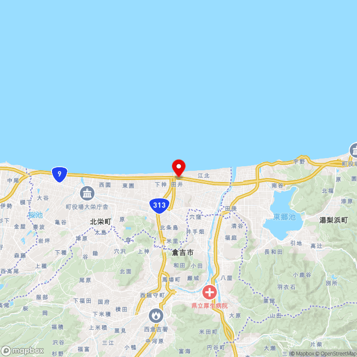 道の駅北条公園の地図（zoom11）鳥取県東伯郡北栄町国坂1525-92