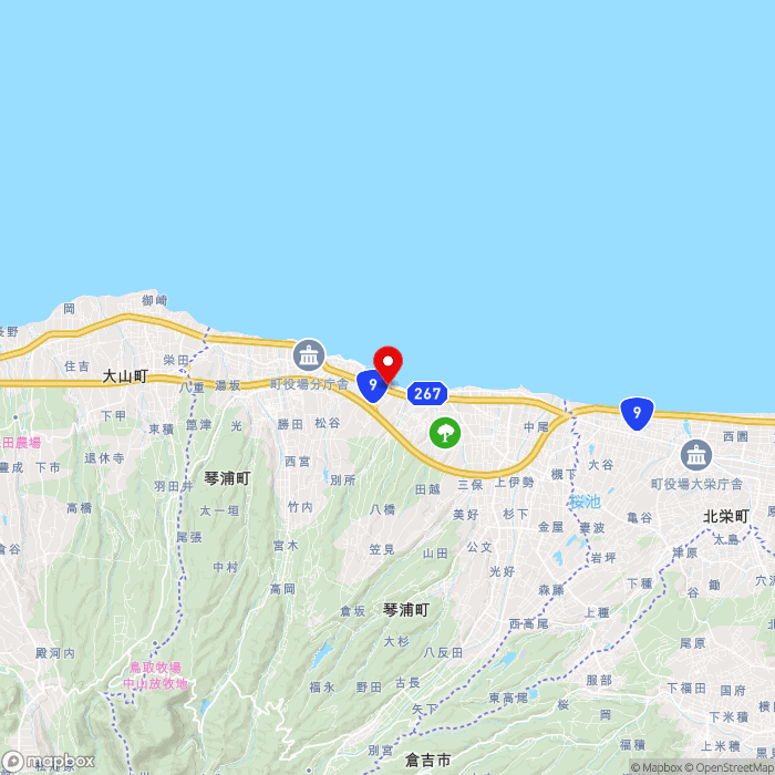 道の駅ポート赤碕の地図（zoom11）鳥取県東伯郡琴浦町別所255