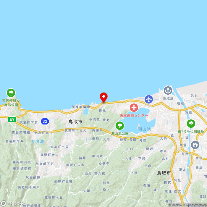 道の駅神話の里　白うさぎの地図（zoom11）鳥取県鳥取市白兎613