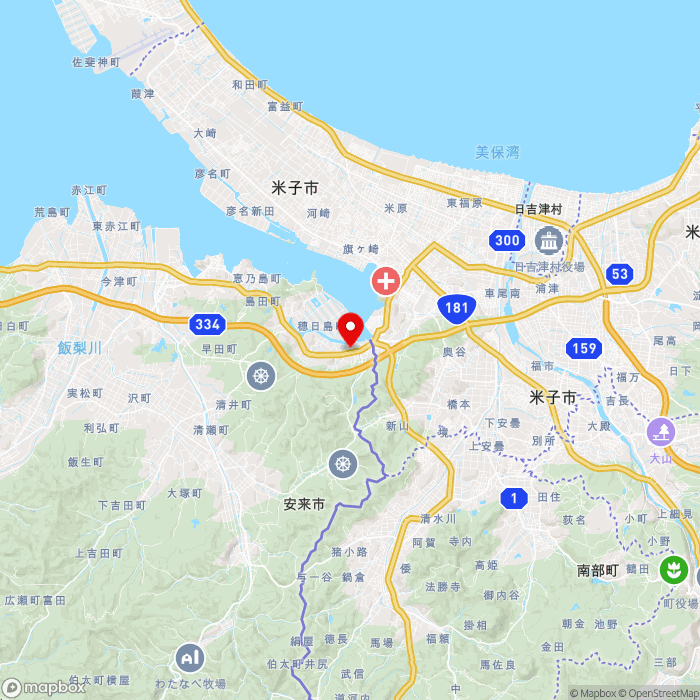 道の駅あらエッサの地図（zoom11）島根県安来市中海町118番地1