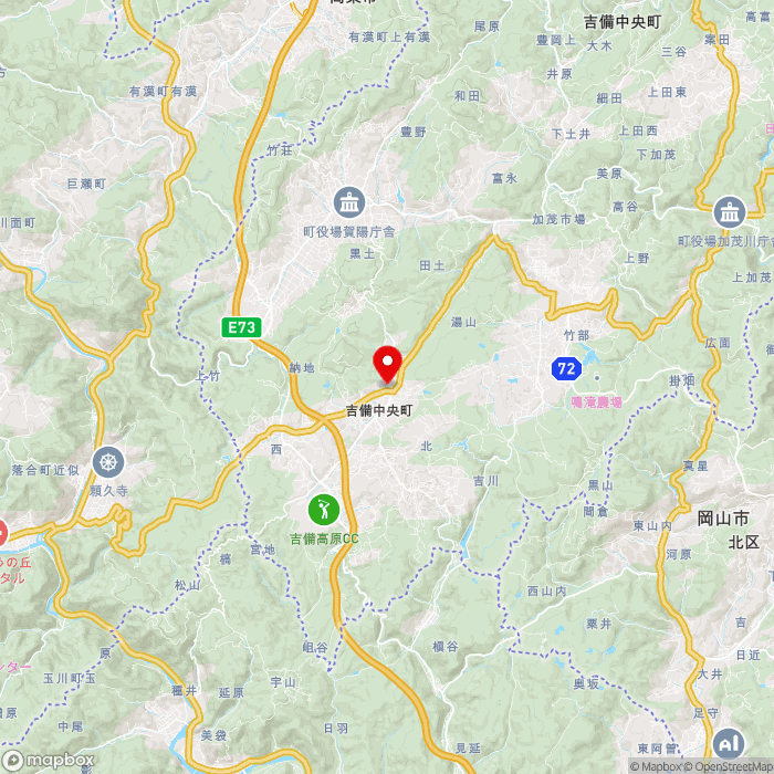 道の駅かようの地図（zoom11）岡山県加賀郡吉備中央町北1977-1