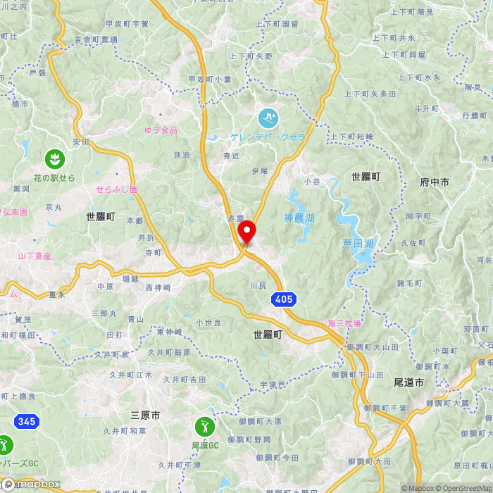 道の駅世羅の地図（zoom11）広島県世羅郡世羅町川尻2402番地1?