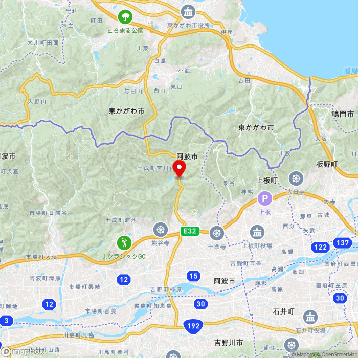 道の駅どなりの地図（zoom11）徳島県阿波市宮川内字平間28-2