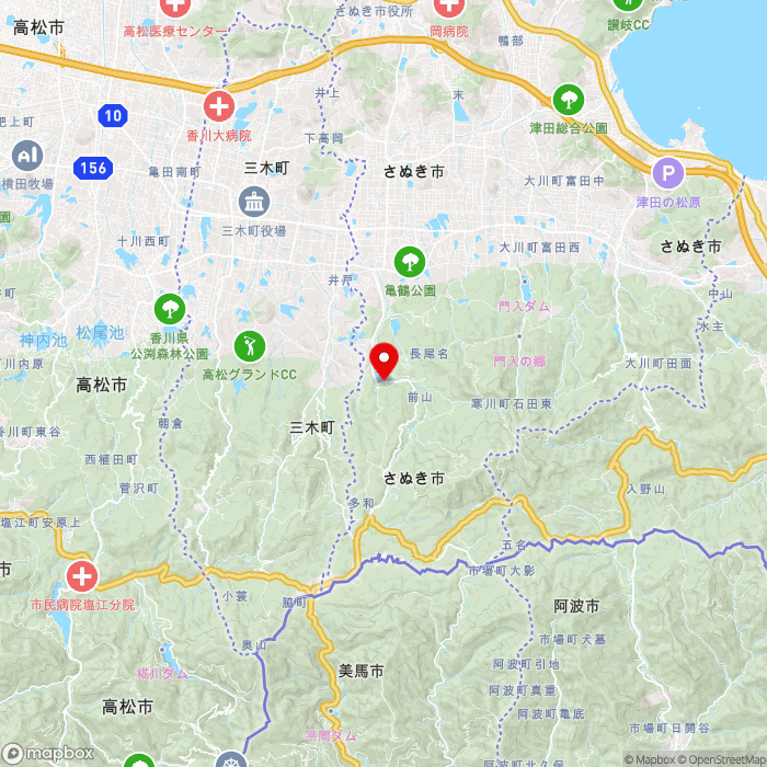 道の駅ながおの地図（zoom11）香川県さぬき市前山榿940-12