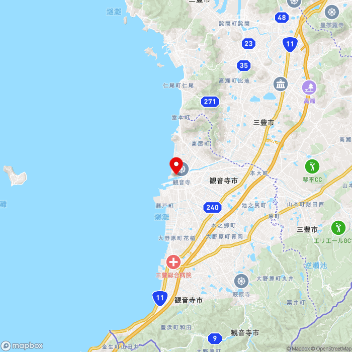 道の駅ことひきの地図（zoom11）香川県観音寺市有明町3-37