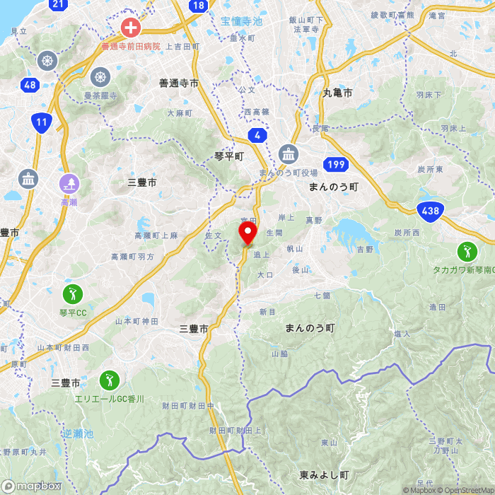 道の駅空の夢もみの木パークの地図（zoom11）香川県仲多度郡まんのう町追上424-1