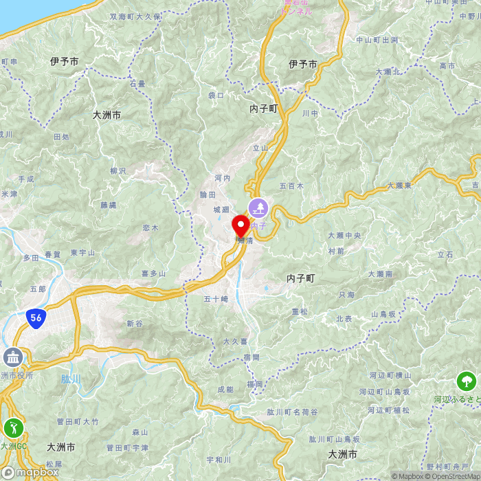 道の駅内子フレッシュパークからりの地図（zoom11）愛媛県喜多郡内子町内子甲1349-1