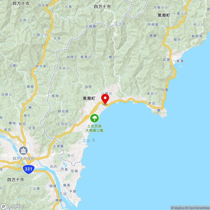 道の駅ビオスおおがたの地図（zoom11）高知県幡多郡黒潮町浮鞭