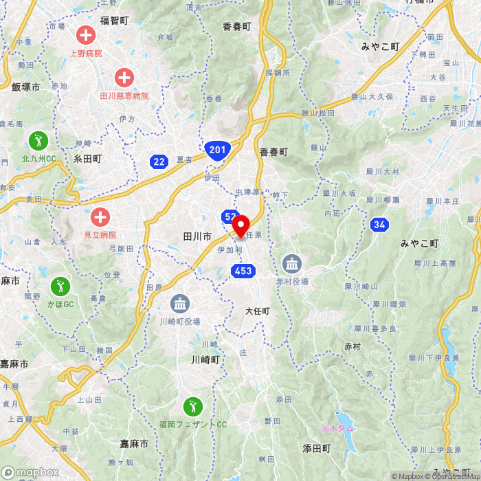 道の駅おおとう桜街道の地図（zoom11）福岡県田川郡大任町大字今任原1339番地