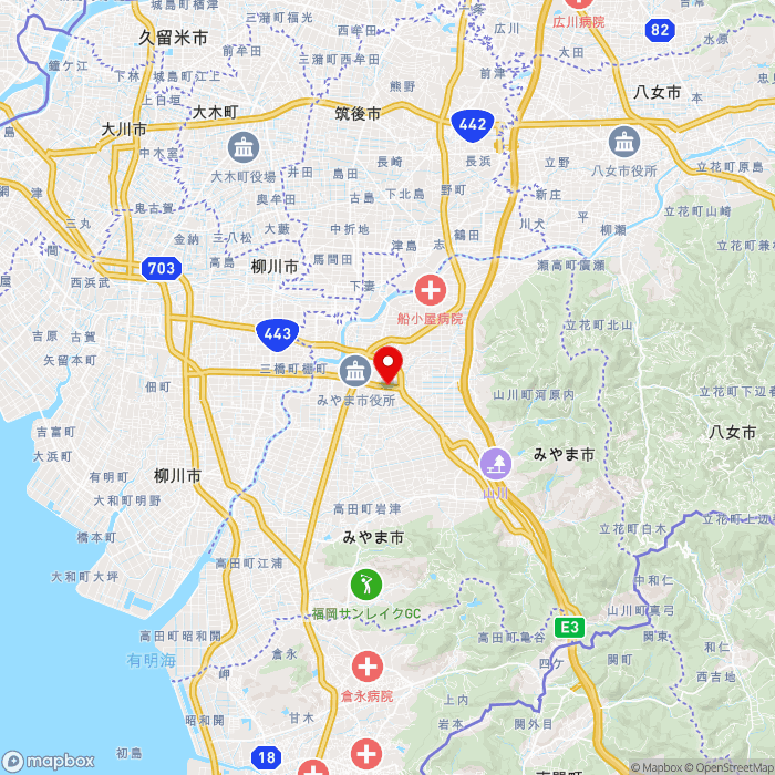 道の駅みやまの地図（zoom11）福岡県みやま市瀬高町大江2328番地