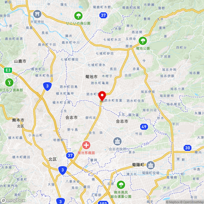 道の駅泗水の地図（zoom11）熊本県菊池市泗水町豊水3393