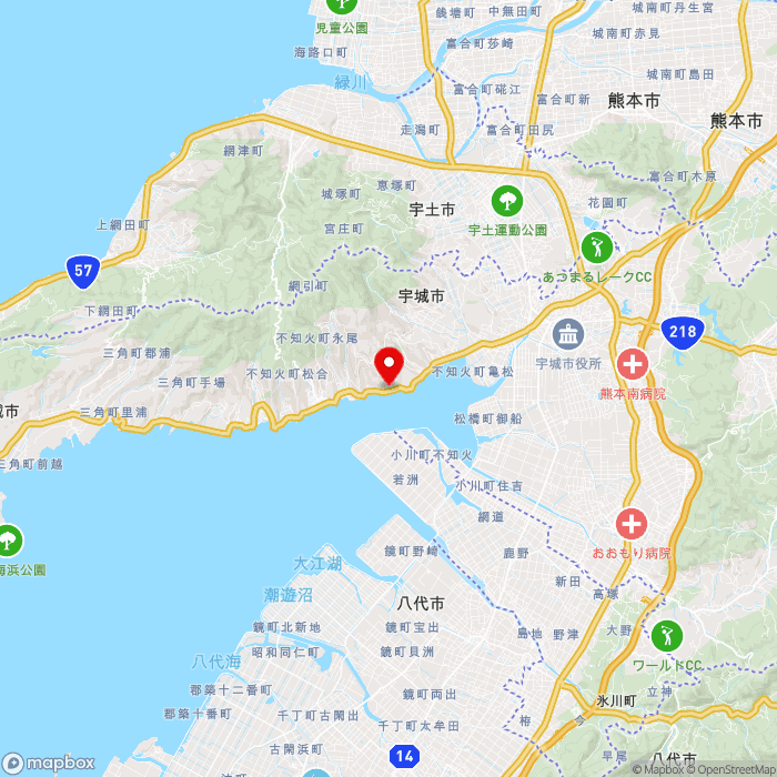 道の駅不知火の地図（zoom11）熊本県宇城市不知火町永尾1910-1
