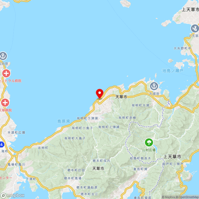 道の駅有明の地図（zoom11）熊本県天草市有明町上津浦1955