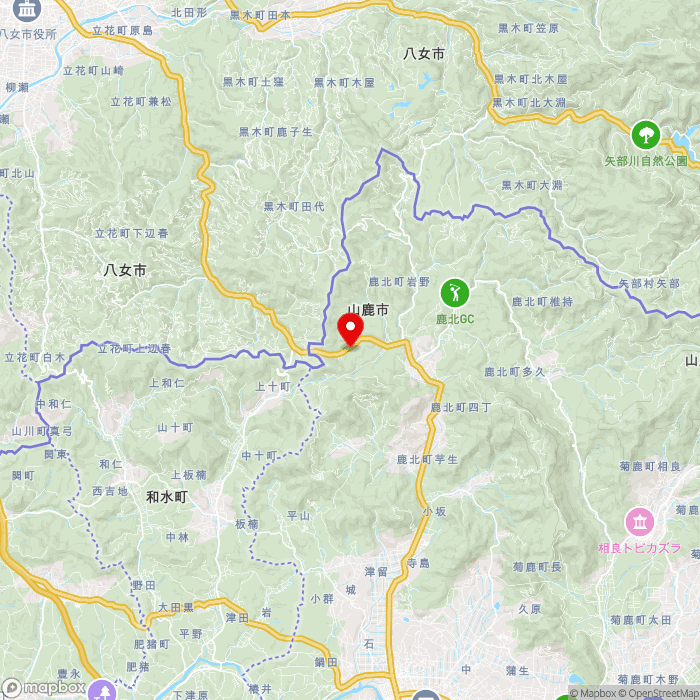 道の駅鹿北の地図（zoom11）熊本県山鹿市鹿北町岩野4186-130