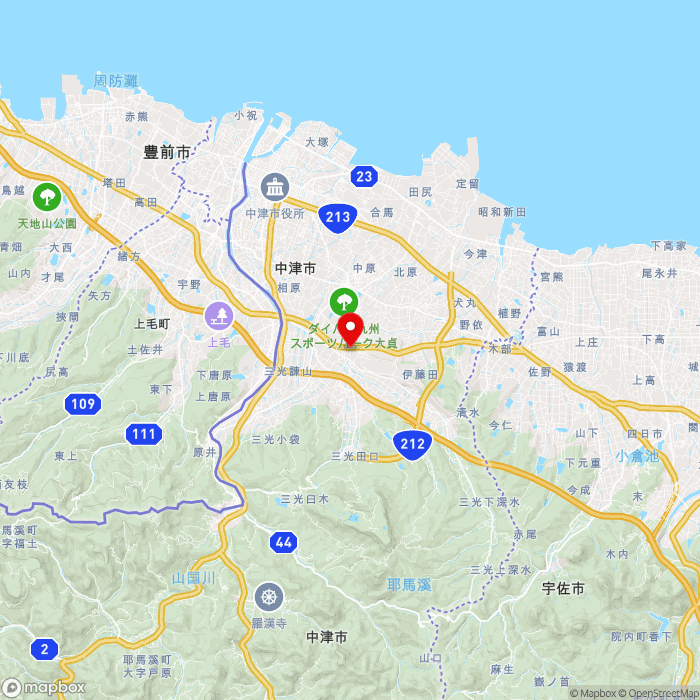 道の駅なかつの地図（zoom11）大分県中津市大字加来814番地
