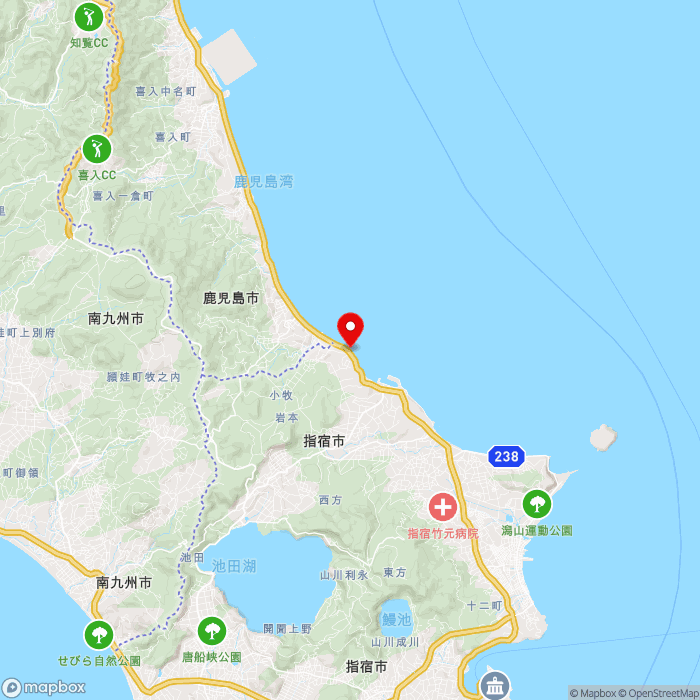 道の駅いぶすきの地図（zoom11）鹿児島県指宿市小牧52-4