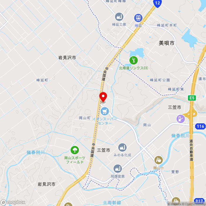道の駅三笠の地図（zoom13）北海道三笠市岡山1056-1