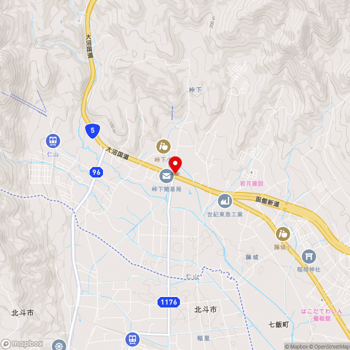 道の駅なないろ・ななえの地図（zoom13）北海道亀田郡七飯町字峠下380-2外