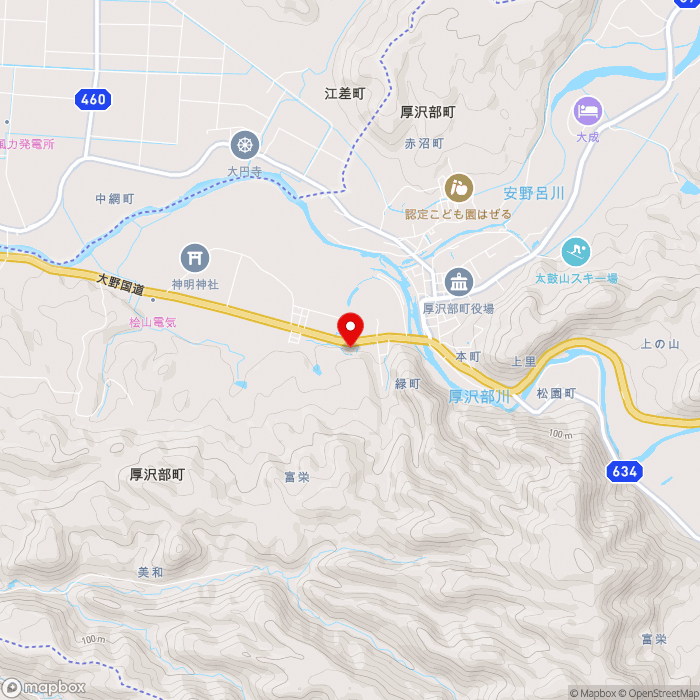 道の駅あっさぶの地図（zoom13）北海道桧山郡厚沢部町緑町72-1